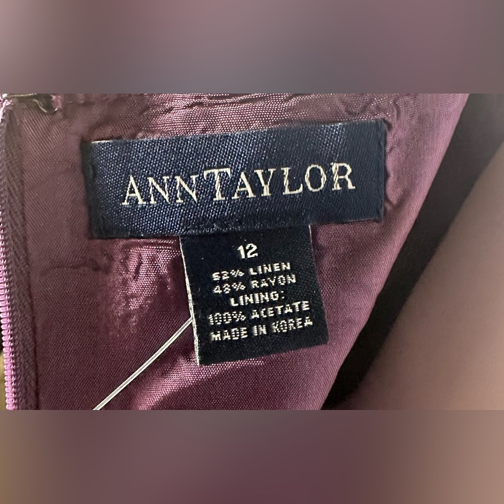 Ann Taylor Sleeveless Purple Linen Long Maxi Dress 12 New with Tags V-neck - Picture 7 of 15